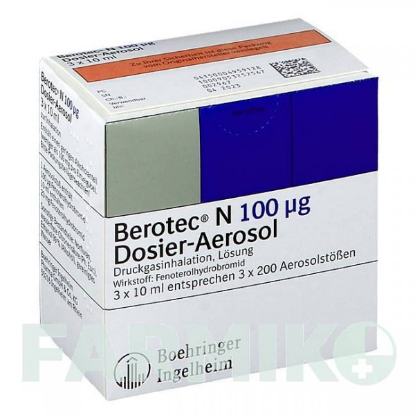 БЕРОТЕК (BEROTEC) 100 мкг аерозоль 3x10 мл - Фенотерол BOEHRINGER INGELHEIM