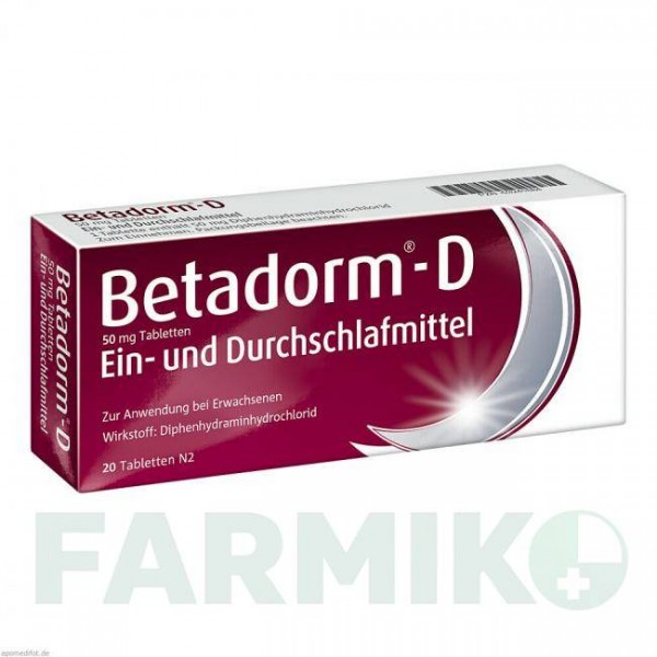 БЕТАДОРМ (BETADORM) таблетки 20 шт - Дифенгідрамін RECORDATI