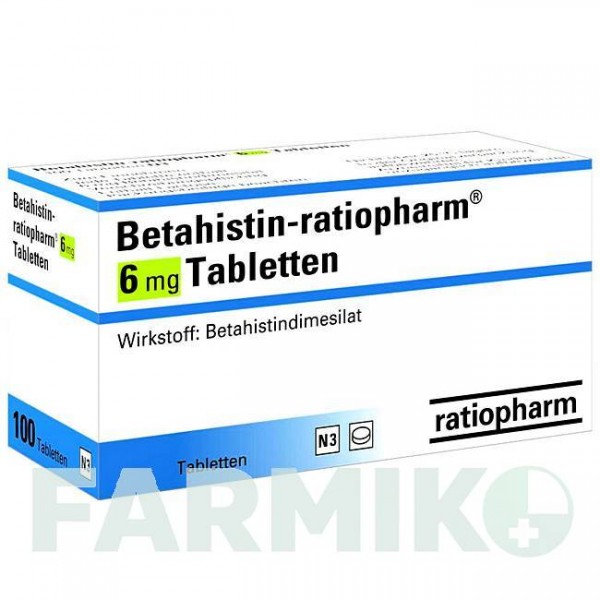 БЕТАГІСТИН (BETAHISTIN) 6 мг таблетки 100 шт - Бетагістин RATIOPHARM
