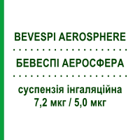 БЕВЕСПИ АЭРОСФЕРА (BEVESPI AEROSPHERE) 7,2 мкг/5,0 мкг суспензия ингаляционная 120 доз - Формотерол, Гликопиррония бромид ASTRAZENECA