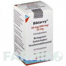 БИКТАРВИ (BIKTARVY) 50 мг/200 мг/25 мг таблетки 30 шт - Эмтрицитабин, Тенофовир, Биктегравир GILEAD SCIENCES