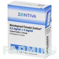 БІМАТОПРОСТ (BIMATOPROST) 0,3 мг/мл + 5 мг/мл краплі 3x3 мл - Тимолол, Біматопрост ZENTIVA