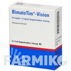 БИМАТОТИМ (BIMATOTIM) 0,3 мг/мл + 5 мг/мл капли 3x3 мл - Тимолол, Биматопрост OMNIVISION