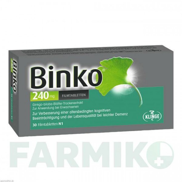 БИНКО (BINKO) 240 мг таблетки 30 шт - Экстракт листьев гинкго билоба KLINGE PHARMA