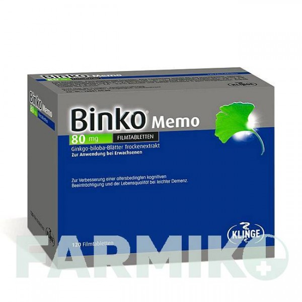 БІНКО (BINKO) 80 мг таблетки 120 шт - Екстракт листя гінкго білоба KLINGE PHARMA