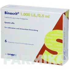 БІНОКРИТ (BINOCRIT) 1000 МО/0,5 мл шприци 6x0,5 мл - Еритропоетин HEXAL