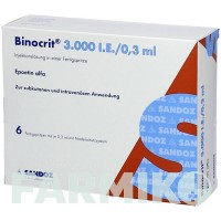 БИНОКРИТ (BINOCRIT) 3000 МЕ/0,3 мл раствор 6x0,3 мл - Эритропоэтин RIEPHARM