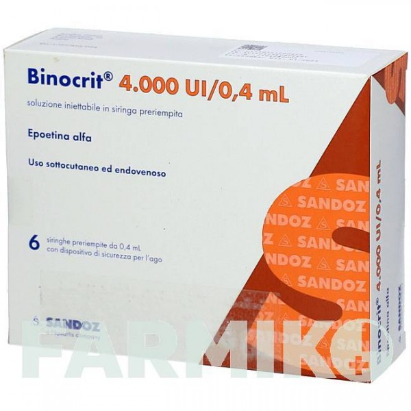 БІНОКРИТ (BINOCRIT) 4000 МО/0,4 мл шприци 6x0,4 мл - Еритропоетин ORIFARM