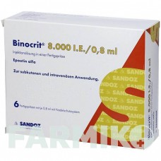 БИНОКРИТ (BINOCRIT) 8000 МЕ/0,8 мл раствор 6x0,8 мл - Эритропоэтин ABACUS MEDICINE