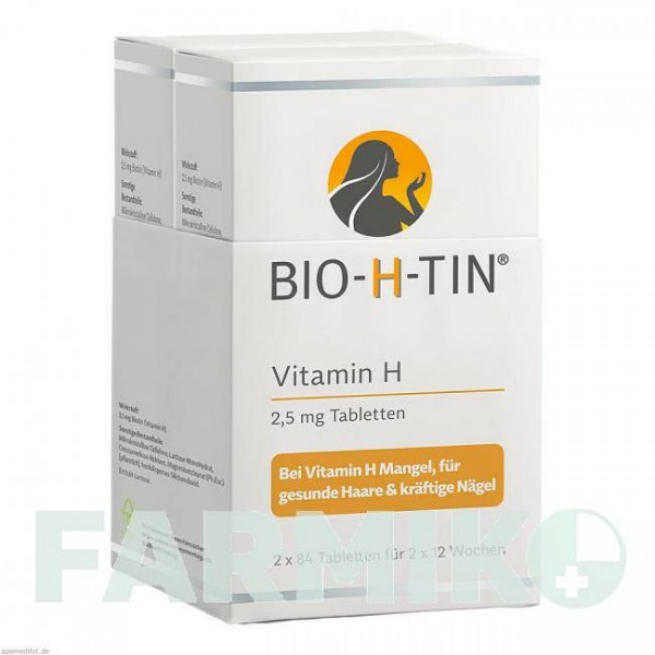 БИО Х ТИН (BIO H TIN) 2,5 мг таблетки 2x84 шт - Витамин B7 (Биотин) DR.PFLEGER