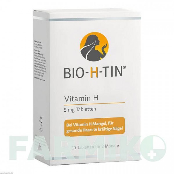 БІО Х ТІН (BIO H TIN) 5 мг таблетки 30 шт - Вітамін B7 (Біотин) DR.PFLEGER