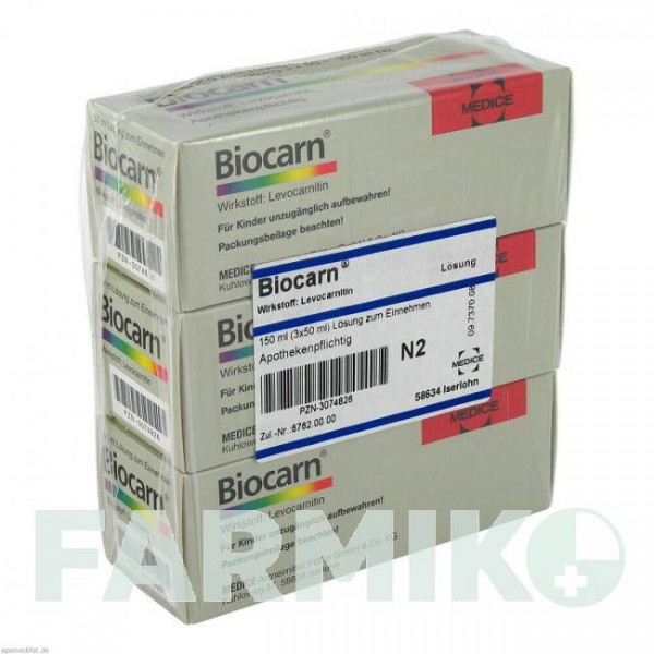БИОКАРН (BIOCARN) сироп 3x50 мл - Левокарнитин MEDICE PUTTER