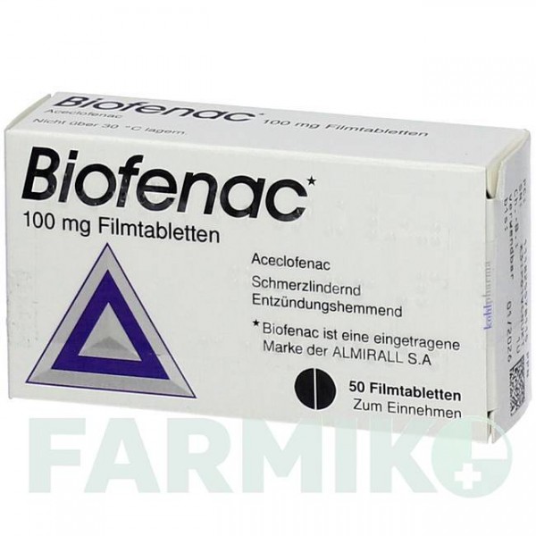 БИОФЕНАК (BIOFENAC) 100 мг таблетки 50 шт - Ацеклофенак KOHLPHARMA