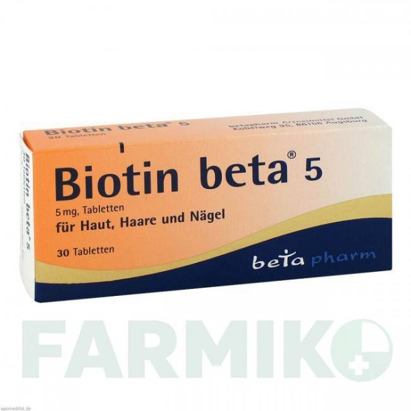 БИОТИН (BIOTIN) 5 таблетки 30 шт - Витамин B7 (Биотин) BETAPHARM