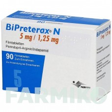 БИПРЕТЕРАКС (BIPRETERAX) 5 мг/1,25 мг таблетки 90 шт - Периндоприл, Индапамид ACA MULLER-ADAG PHARMA