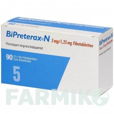 БИПРЕТЕРАКС (BIPRETERAX) 5 мг/1,25 мг таблетки 90 шт - Периндоприл, Индапамид AXICORP PHARMA