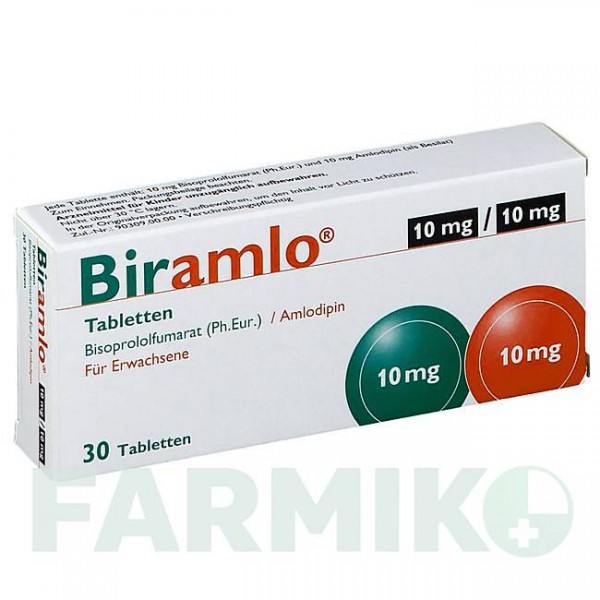БІРАМЛО (BIRAMLO) 10 мг/10 мг таблетки 30 шт - Бісопролол, Амлодипін APONTIS PHARMA