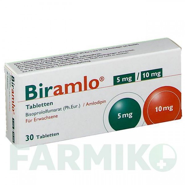 БІРАМЛО (BIRAMLO) 5 мг/10 мг таблетки 30 шт - Бісопролол, Амлодипін APONTIS PHARMA