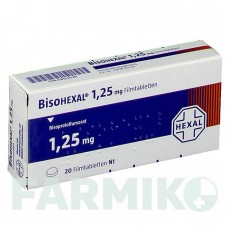 БІСОГЕКСАЛ (BISOHEXAL) 1,25 мг таблетки 20 шт - Бісопролол HEXAL