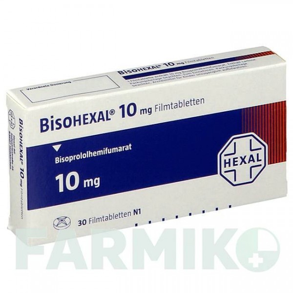 БІСОГЕКСАЛ (BISOHEXAL) 10 мг таблетки 30 шт - Бісопролол HEXAL