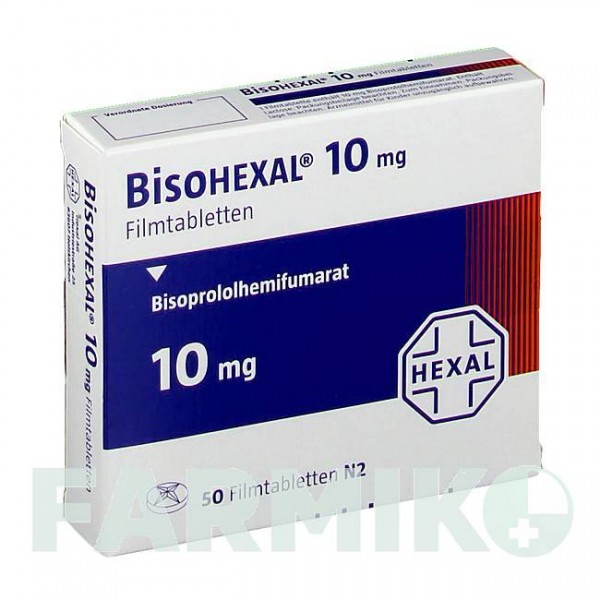 БІСОГЕКСАЛ (BISOHEXAL) 10 мг таблетки 50 шт - Бісопролол HEXAL