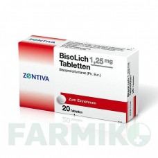 БІСОЛІК (BISOLICH) 1,25 мг таблетки 20 шт - Бісопролол ZENTIVA