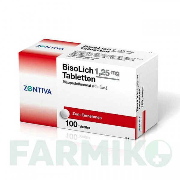 БІСОЛІК (BISOLICH) 1,25 мг таблетки 100 шт - Бісопролол ZENTIVA