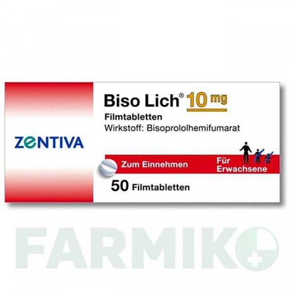 БІСОЛІК (BISOLICH) 10 мг таблетки 50 шт - Бісопролол ZENTIVA