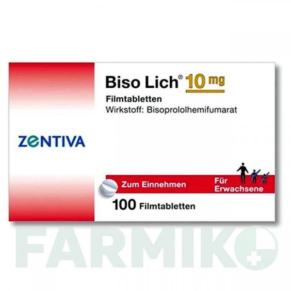 БІСОЛІК (BISOLICH) 10 мг таблетки 100 шт - Бісопролол ZENTIVA