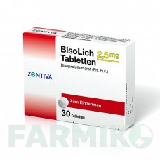 БІСОЛІК (BISOLICH) 2,5 мг таблетки 30 шт - Бісопролол ZENTIVA