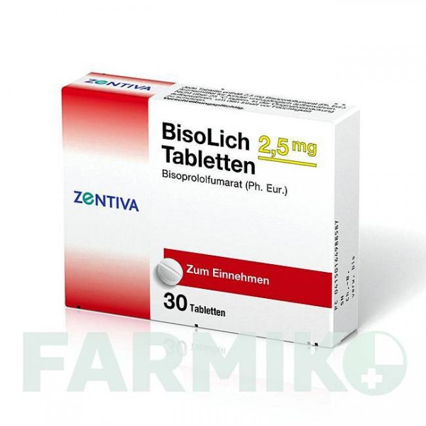 БІСОЛІК (BISOLICH) 2,5 мг таблетки 30 шт - Бісопролол ZENTIVA