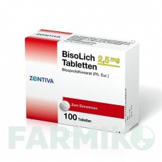 БІСОЛІК (BISOLICH) 2,5 мг таблетки 100 шт - Бісопролол ZENTIVA