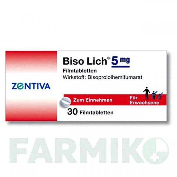 БІСОЛІК (BISOLICH) 5 мг таблетки 30 шт - Бісопролол ZENTIVA