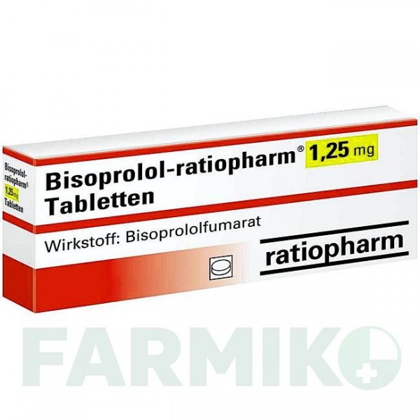 БІСОПРОЛОЛ (BISOPROLOL) 1,25 мг таблетки 100 шт - Бісопролол RATIOPHARM