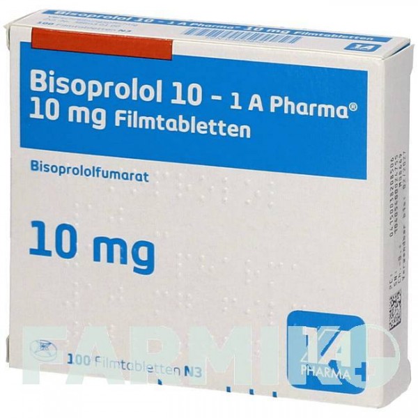 БІСОПРОЛОЛ (BISOPROLOL) 10 таблетки 100 шт - Бісопролол, Гідрохлоротіазид 1 A PHARMA