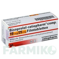 БІСОПРОЛОЛ (BISOPROLOL) 10 мг/25 мг таблетки 50 шт - Бісопролол, Гідрохлоротіазид RATIOPHARM