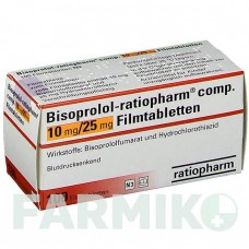 БІСОПРОЛОЛ (BISOPROLOL) 10 мг/25 мг таблетки 100 шт - Бісопролол, Гідрохлоротіазид RATIOPHARM