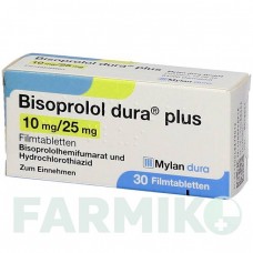 БИСОПРОЛОЛ (BISOPROLOL) 10 мг/25 мг таблетки 30 шт - Бисопролол, Гидрохлоротиазид VIATRIS