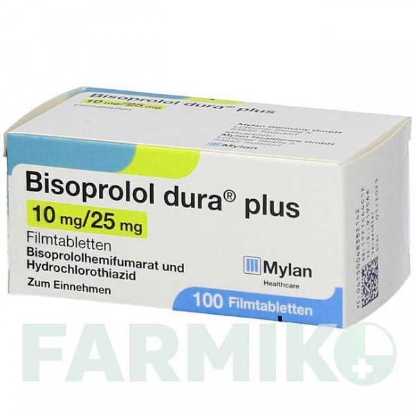 БІСОПРОЛОЛ (BISOPROLOL) 10 мг/25 мг таблетки 100 шт - Бісопролол, Гідрохлоротіазид VIATRIS