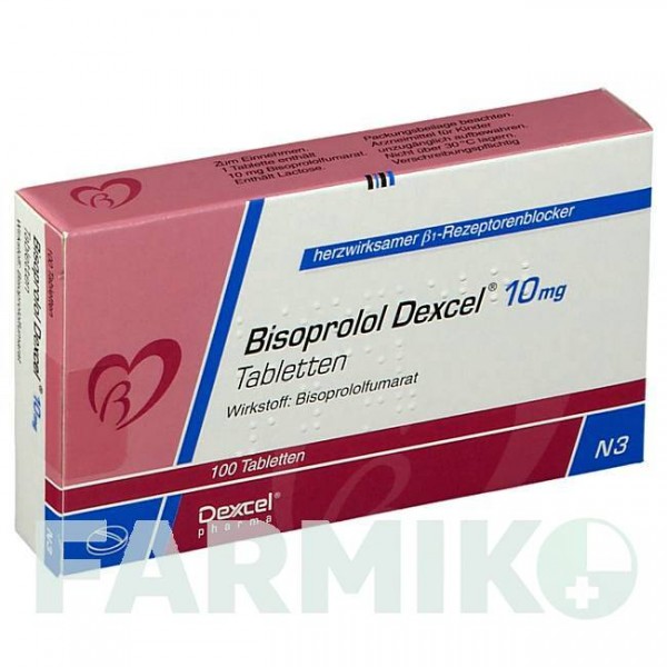 БИСОПРОЛОЛ (BISOPROLOL) 10 мг таблетки 100 шт - Бисопролол DEXCEL PHARMA