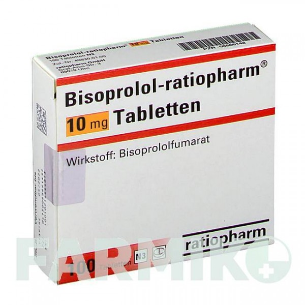 БІСОПРОЛОЛ (BISOPROLOL) 10 мг таблетки 100 шт - Бісопролол RATIOPHARM