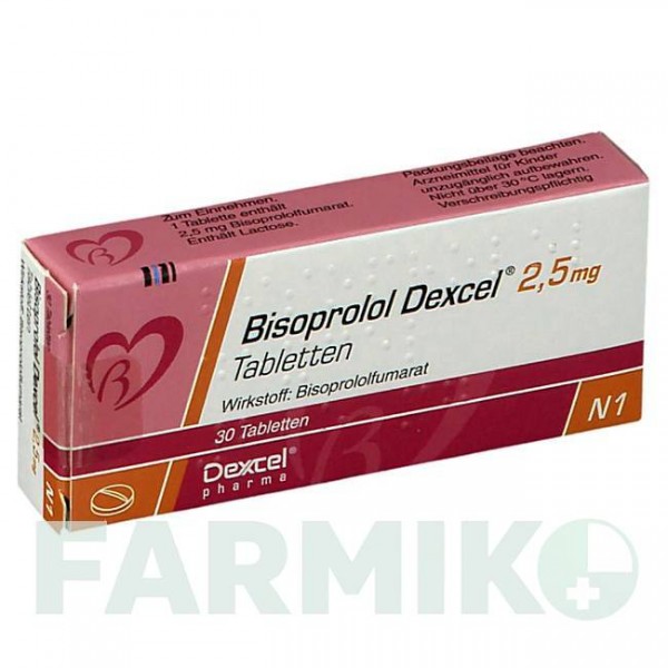 БІСОПРОЛОЛ (BISOPROLOL) 2,5 мг таблетки 30 шт - Бісопролол DEXCEL PHARMA