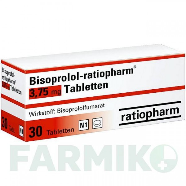 БІСОПРОЛОЛ (BISOPROLOL) 3,75 мг таблетки 30 шт - Бісопролол RATIOPHARM