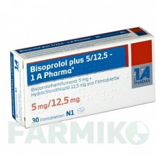 БИСОПРОЛОЛ (BISOPROLOL) 5/12,5 таблетки 30 шт - Бисопролол, Гидрохлоротиазид 1 A PHARMA