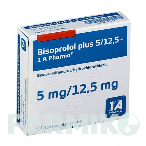 БІСОПРОЛОЛ (BISOPROLOL) 5/12,5 таблетки 100 шт - Бісопролол, Гідрохлоротіазид 1 A PHARMA