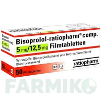 БИСОПРОЛОЛ (BISOPROLOL) 5 мг/12,5 мг таблетки 50 шт - Бисопролол, Гидрохлоротиазид RATIOPHARM