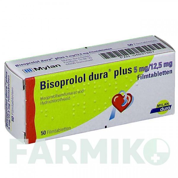 БІСОПРОЛОЛ (BISOPROLOL) 5 мг/12,5 мг таблетки 50 шт - Бісопролол, Гідрохлоротіазид VIATRIS