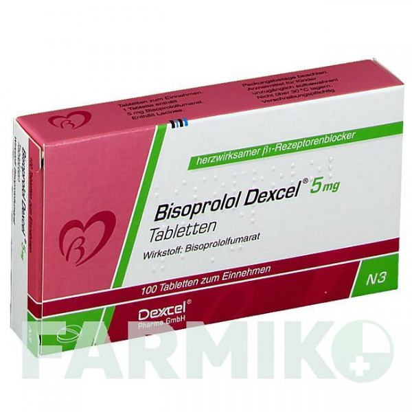 БИСОПРОЛОЛ (BISOPROLOL) 5 мг таблетки 100 шт - Бисопролол DEXCEL PHARMA