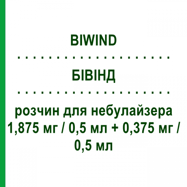 БИВИНД (BIWIND) 1,875 мг/0,5 мл + 0,375 мг/0,5 мл раствор для небулайзера 30 шт 0,5 мл - Сальбутамол, Ипратропия бромид VALEAS