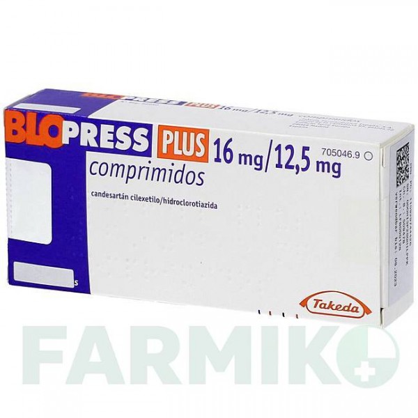 БЛОПРЕСС (BLOPRESS) 16 мг 12,5 мг таблетки 98 шт - Кандесартан, Гидрохлоротиазид DOCPHARM